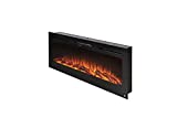 Touchstone 80004 - The Sideline Electric Fireplace - 50 Inch Wide - in Wall Recessed - 5 Flame Settings - Realistic 3 Color Flame - 1500/750 Watt Heater - (Black) - Log & Crystal Hearth Options