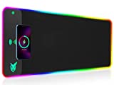 GIM Wireless Charging RGB Gaming Mouse Pad 10W, LED Mouse Mat 800x300x4MM, 10 Light Modes Extra Large Mousepad Non-Slip Rubber Base Computer Keyboard Mat for Gaming, MacBook, PC, Laptop, Desk