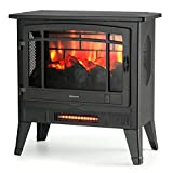 TURBRO Suburbs TS25 Electric Fireplace Infrared Heater - Freestanding Fireplace Stove with Adjustable Flame Effects, Overheating Protection, Timer, Remote Control - 25" 1400W Black