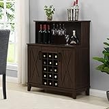 Bar Cabinet with Wine Rack in Mahogany Finish